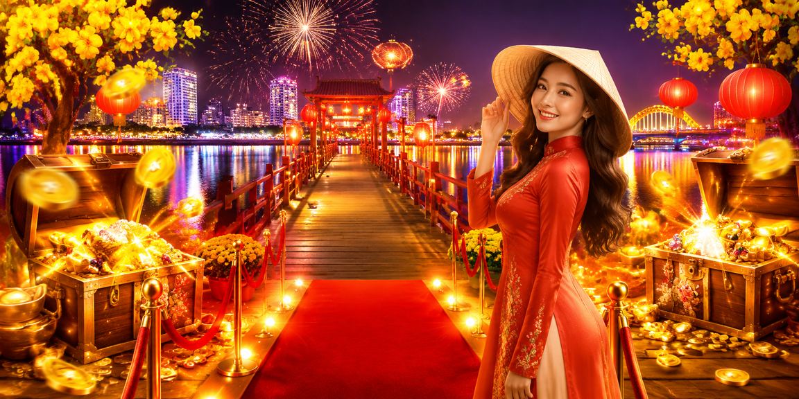 Cảnh biển Đà Nẵng ban đêm với người dùng đang kiểm tra tài khoản High Roller trên điện thoại