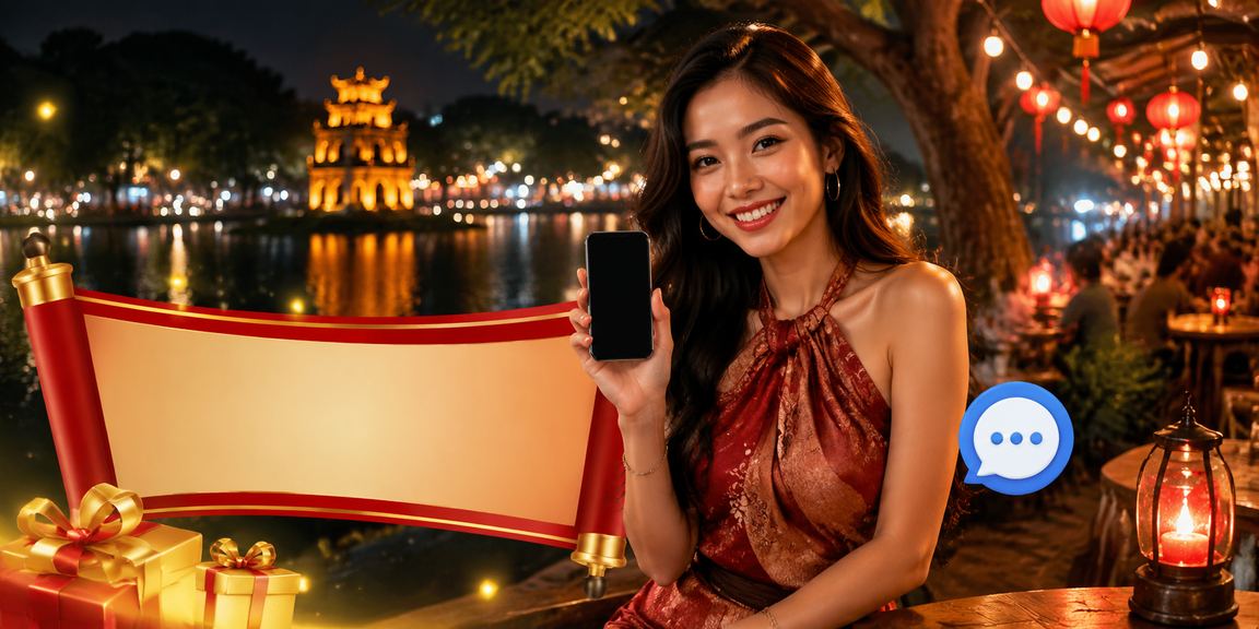 Người dùng Hà Nội tại chợ đêm sử dụng điện thoại truy cập casino trực tuyến