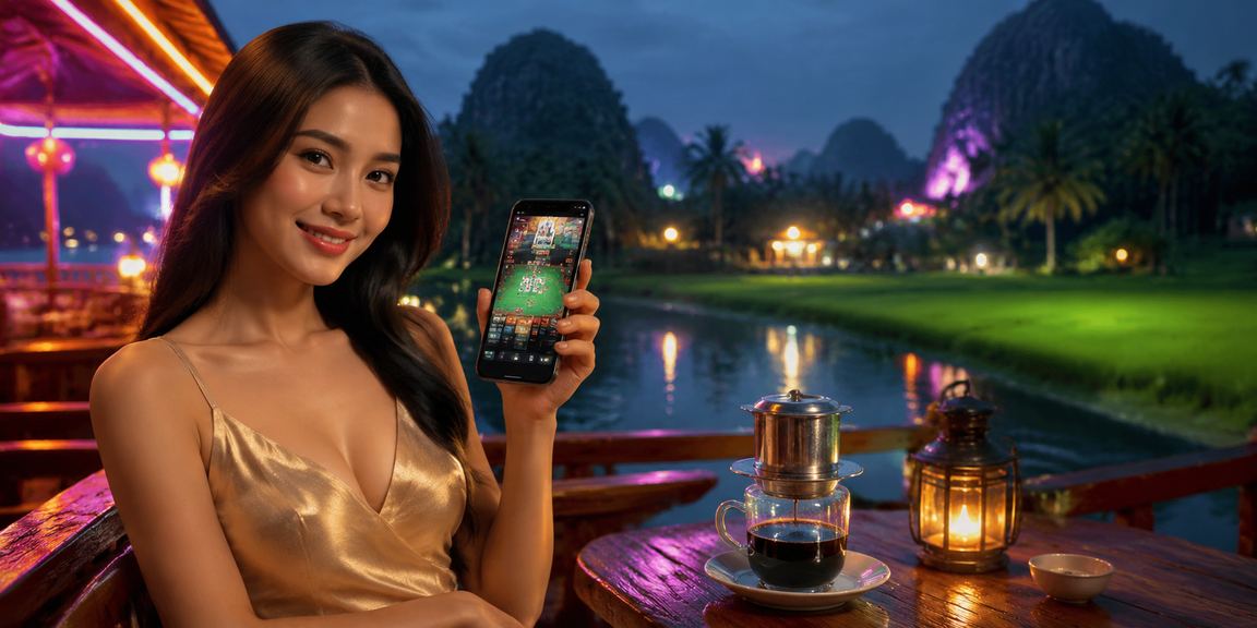 Người dùng tại Ninh Bình ngồi quán cà phê mở trò chơi casino trên điện thoại